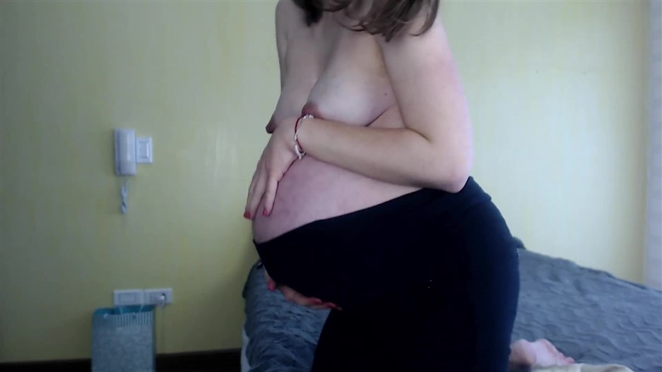 Mila Mi – Very Pregnant Tease and Belly Slap